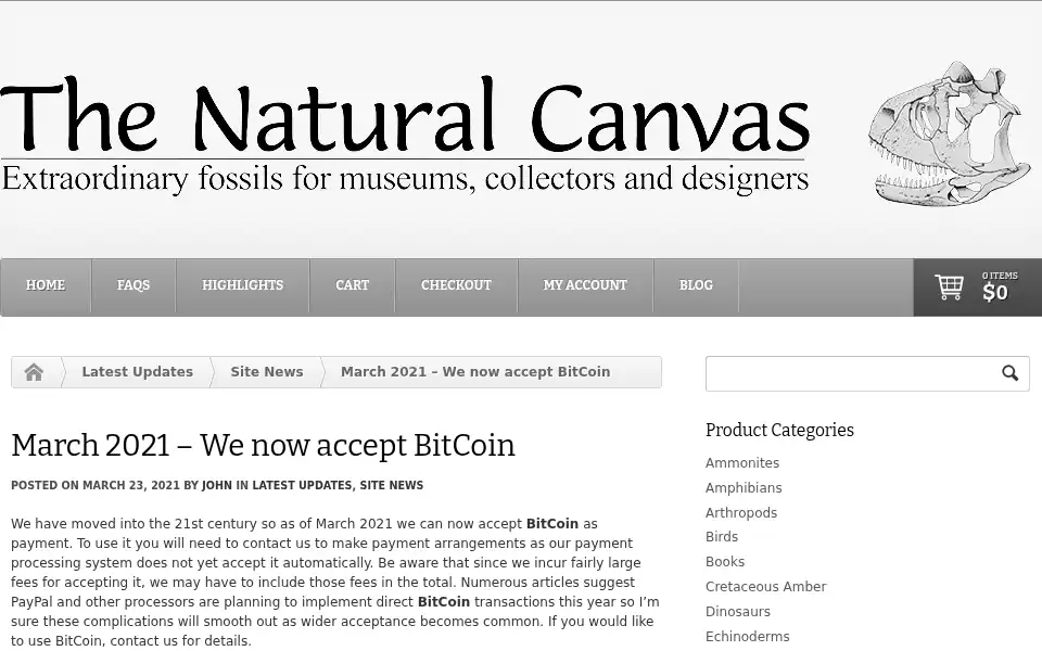 Screenshot of onlinefossilshop.com