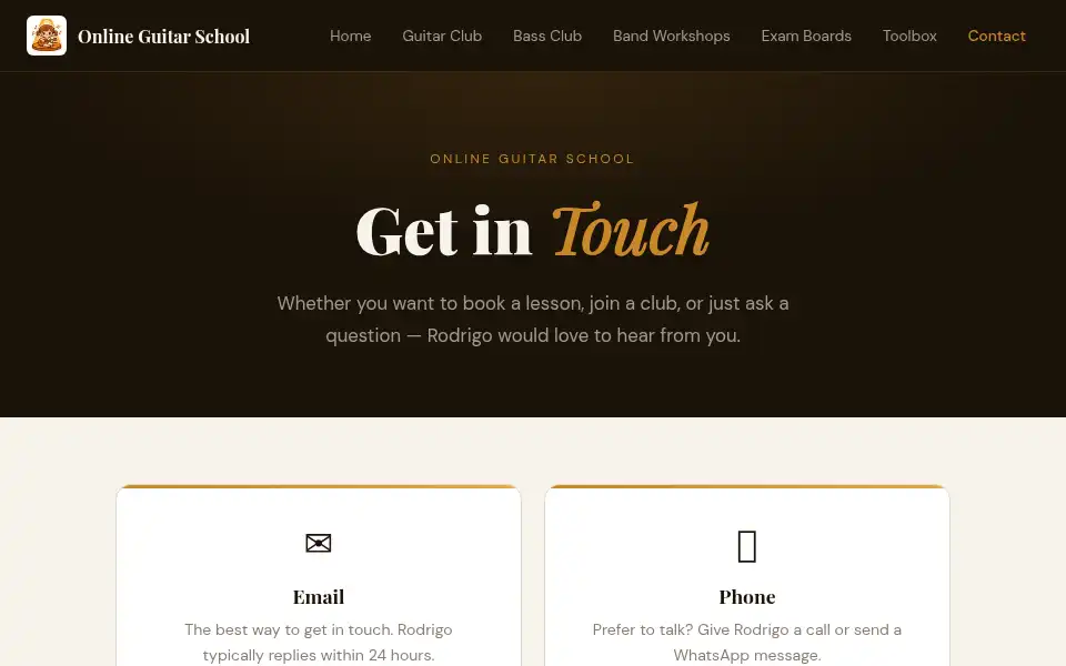 Screenshot of onlineguitarschool.co.uk