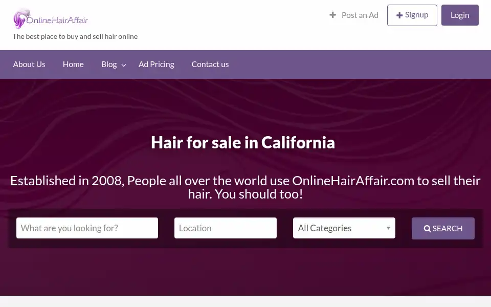 Screenshot of onlinehairaffair.com