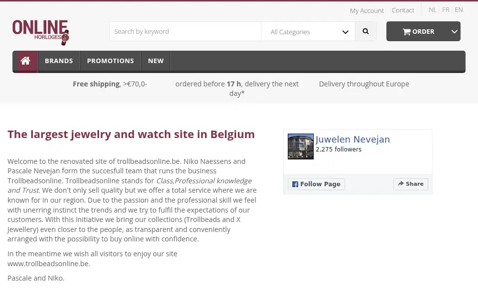 Screenshot of onlinehorloges.be