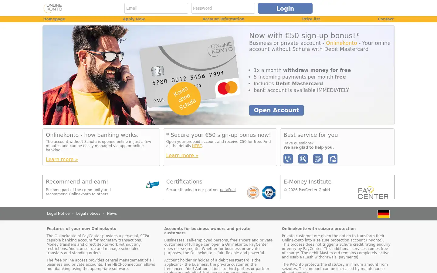 Screenshot of onlinekonto.de