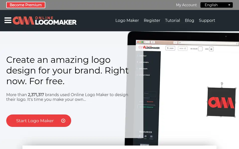 Screenshot of onlinelogomaker.com