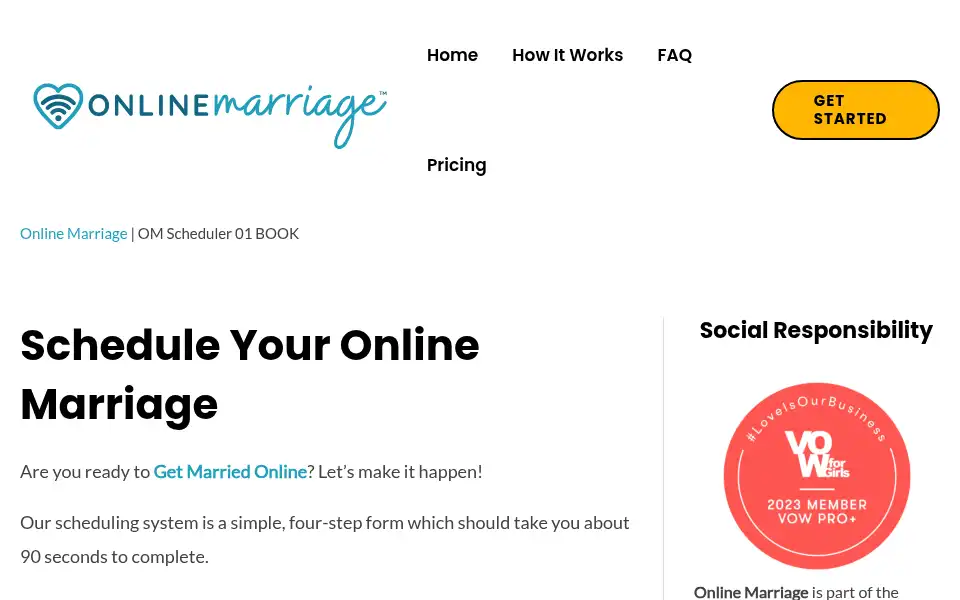 Screenshot of onlinemarriage.com