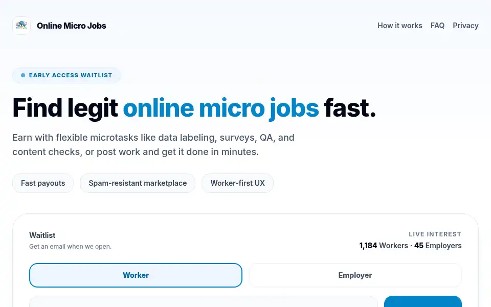 Screenshot of onlinemicrojobs.com