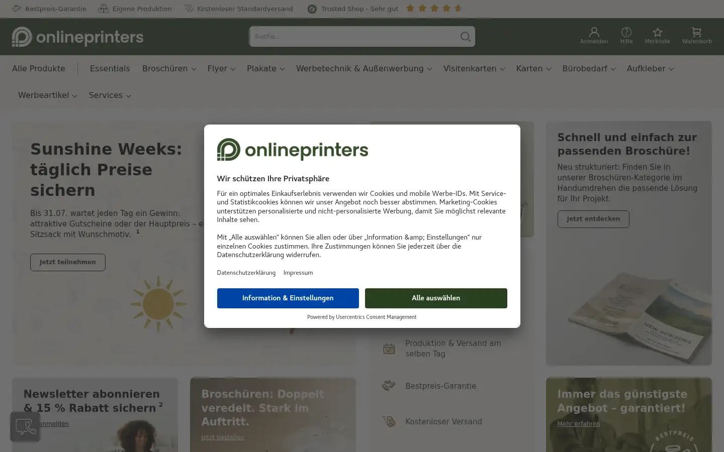 Screenshot of onlineprinters.de