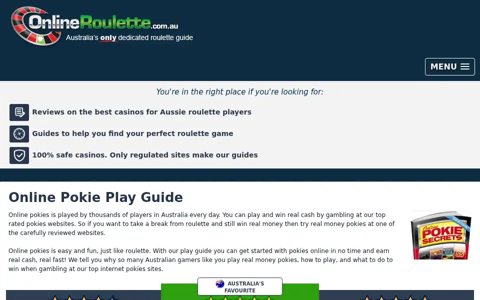 Screenshot of onlineroulette.com.au