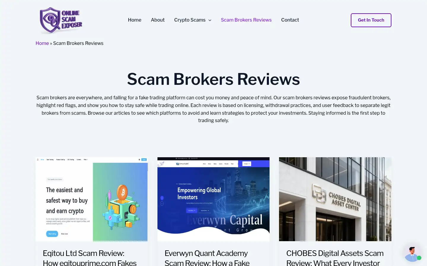 Screenshot of onlinescamexposer.com