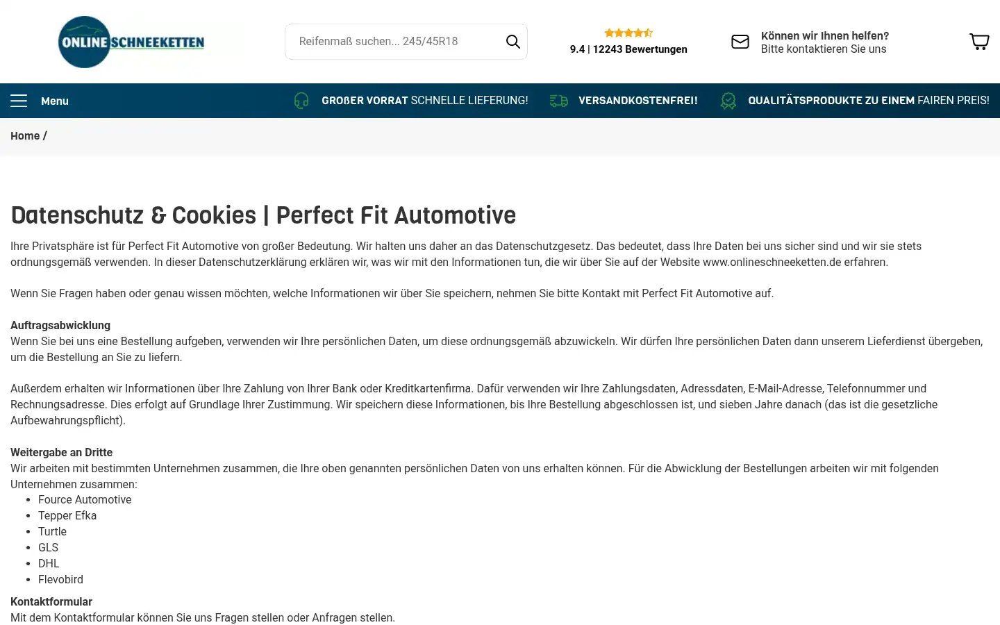 Screenshot of onlineschneeketten.de