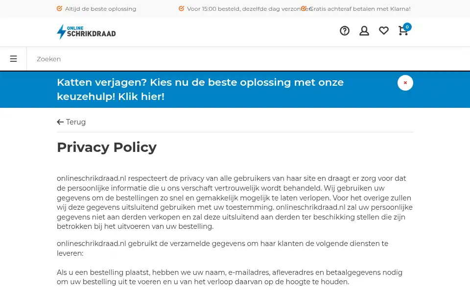 Screenshot of onlineschrikdraad.nl