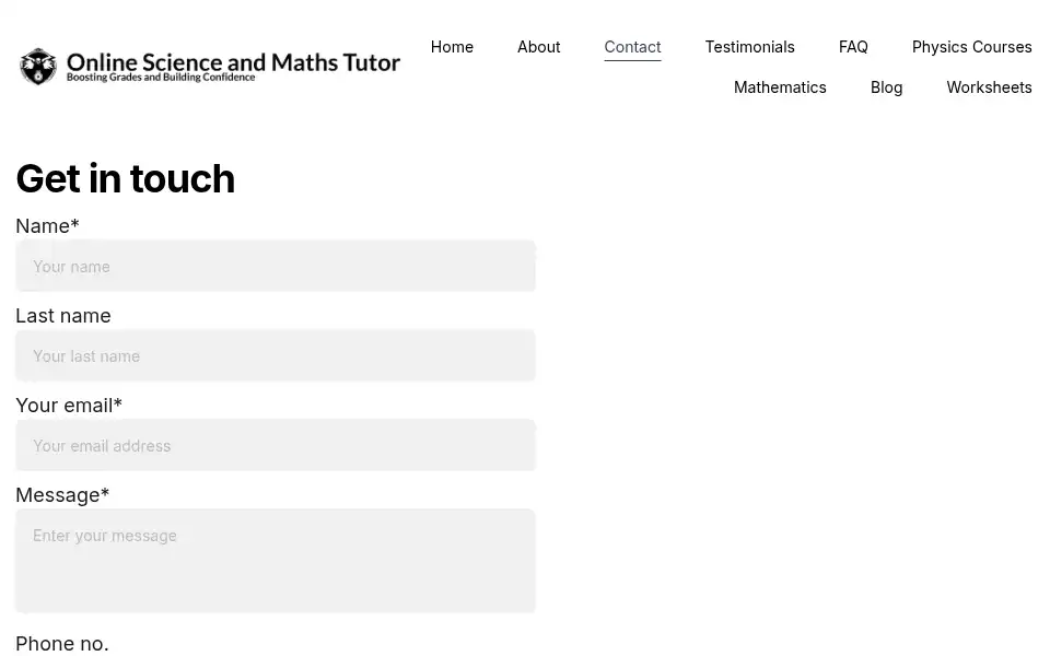 Screenshot of onlinescienceandmathstutor.com