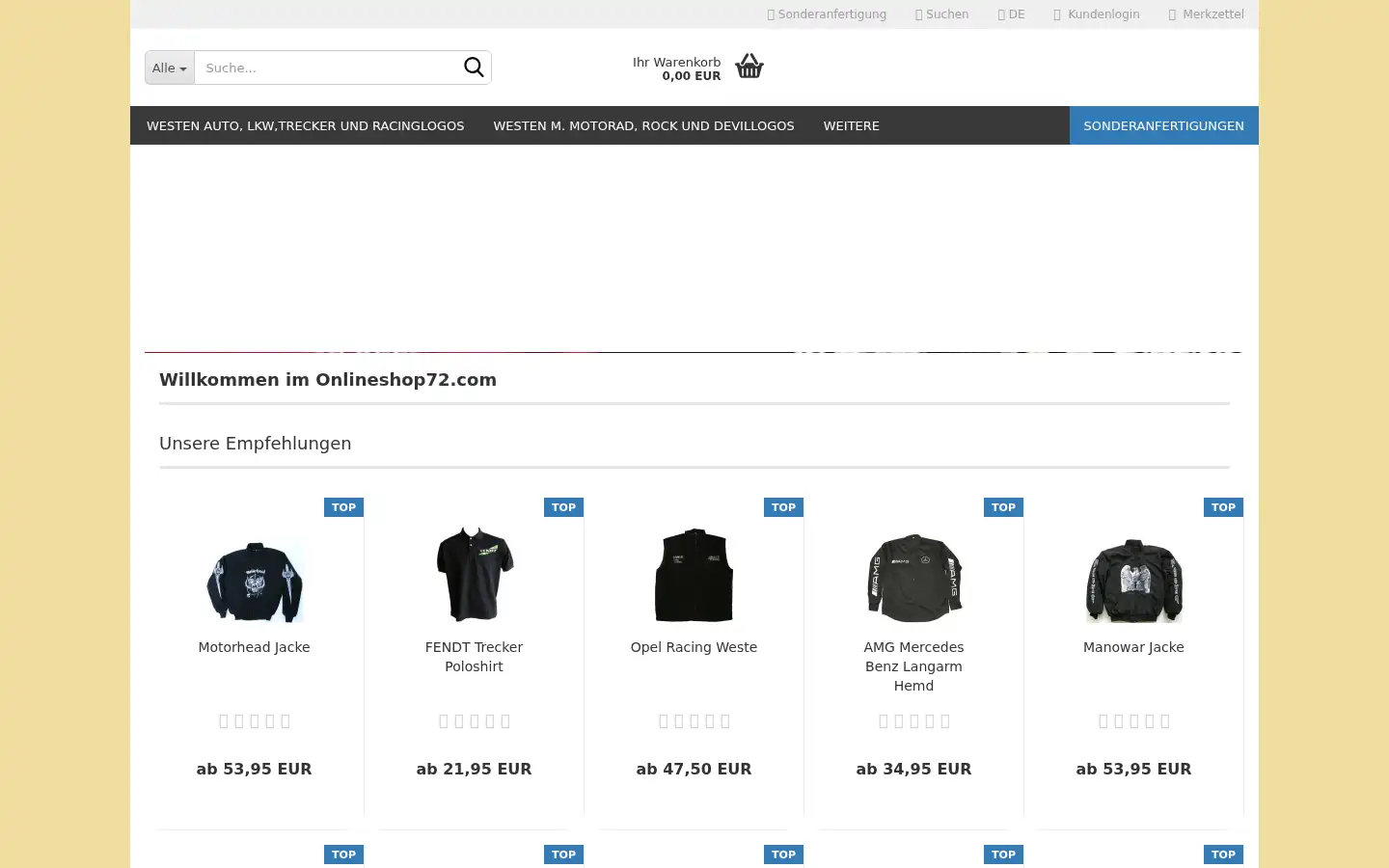 Screenshot of onlineshop72.com