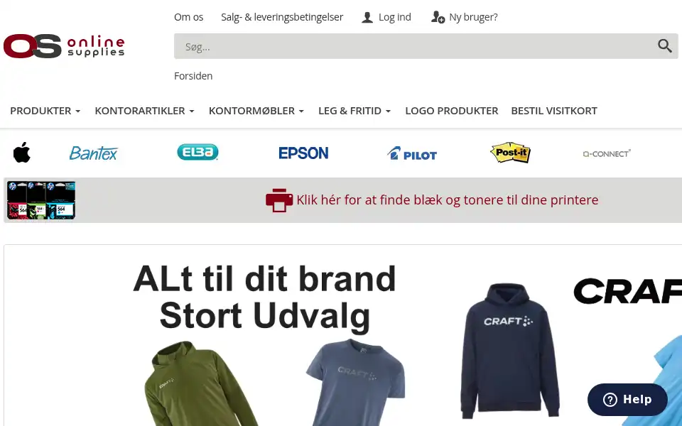 Screenshot of onlinesupplies.dk