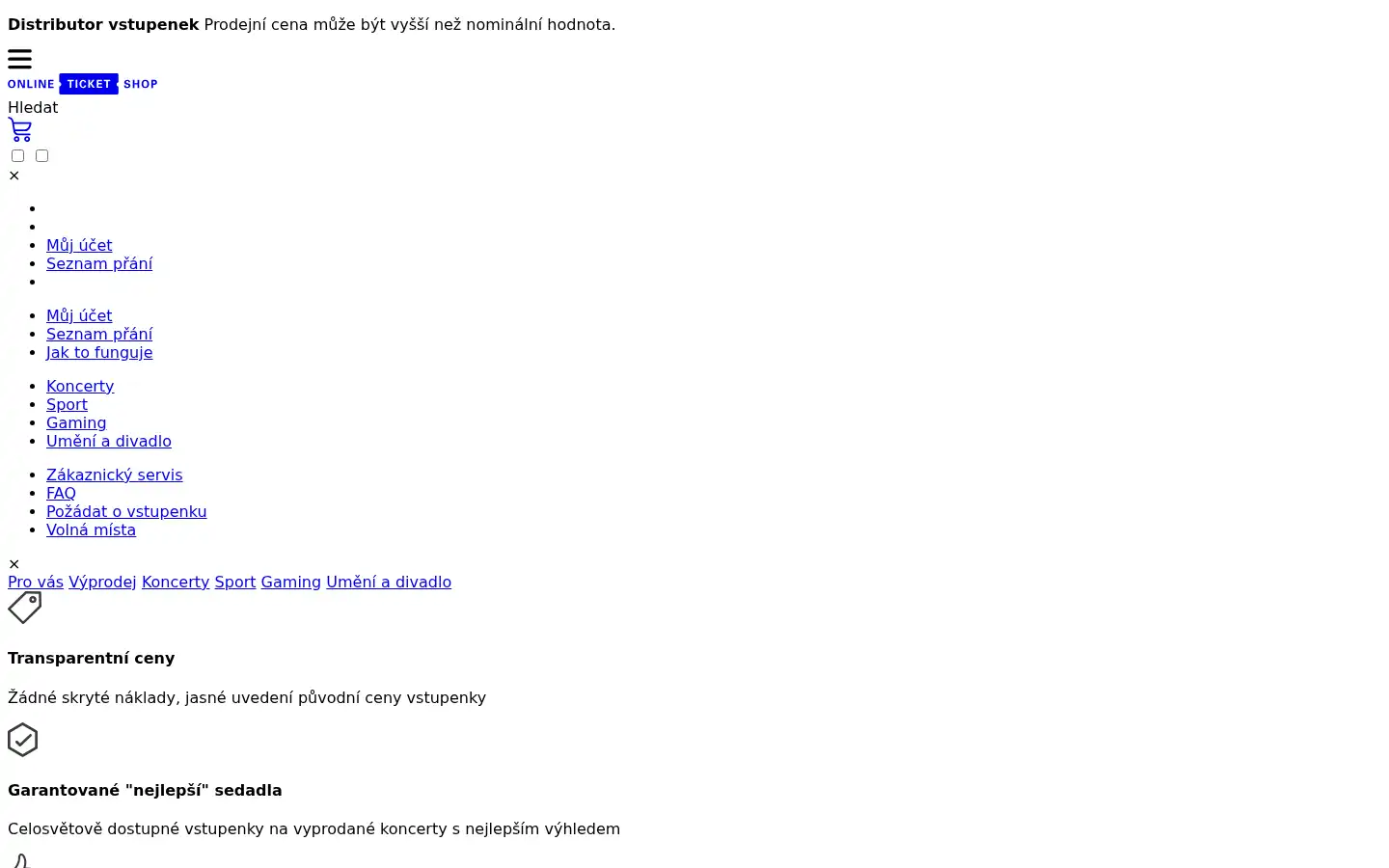 Screenshot of onlineticketshop.cz