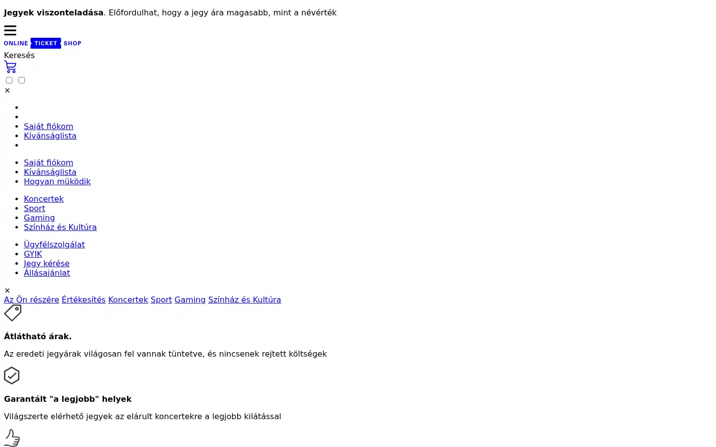 Screenshot of onlineticketshop.hu