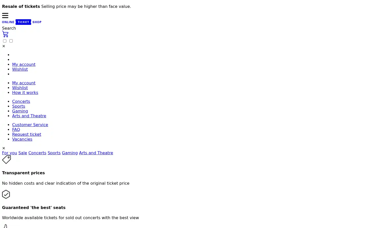 Screenshot of onlineticketsshop.com