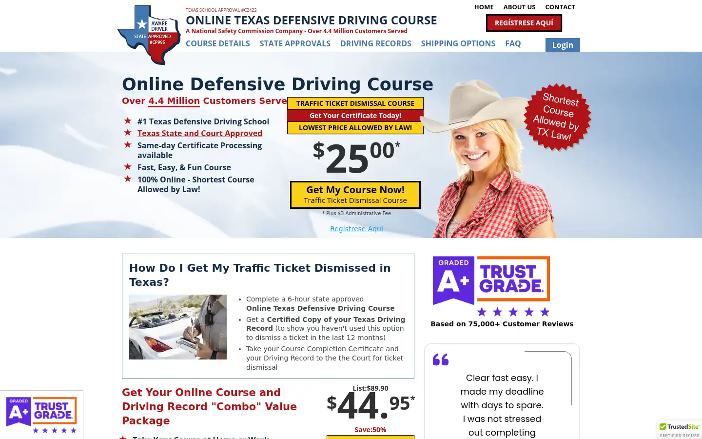 Screenshot of onlinetxdefensivedrivingcourse.com