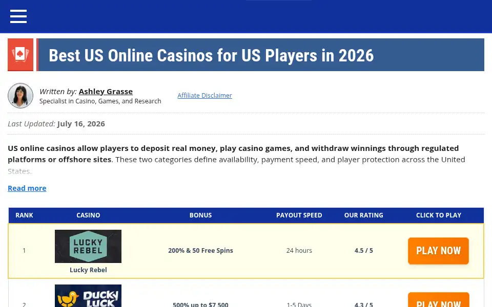 Screenshot of onlineunitedstatescasinos.com