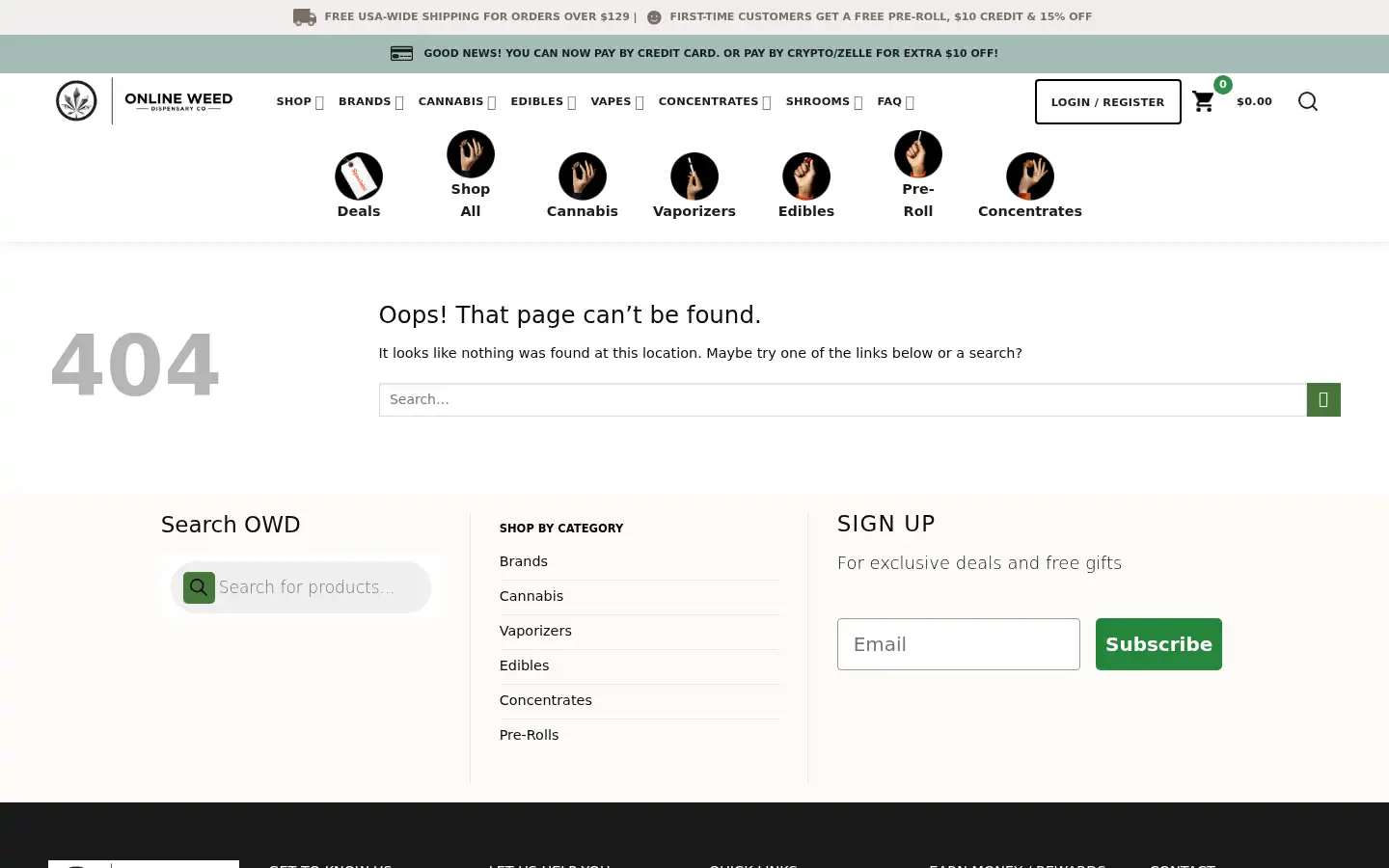 Screenshot of onlineweeddispensary.co