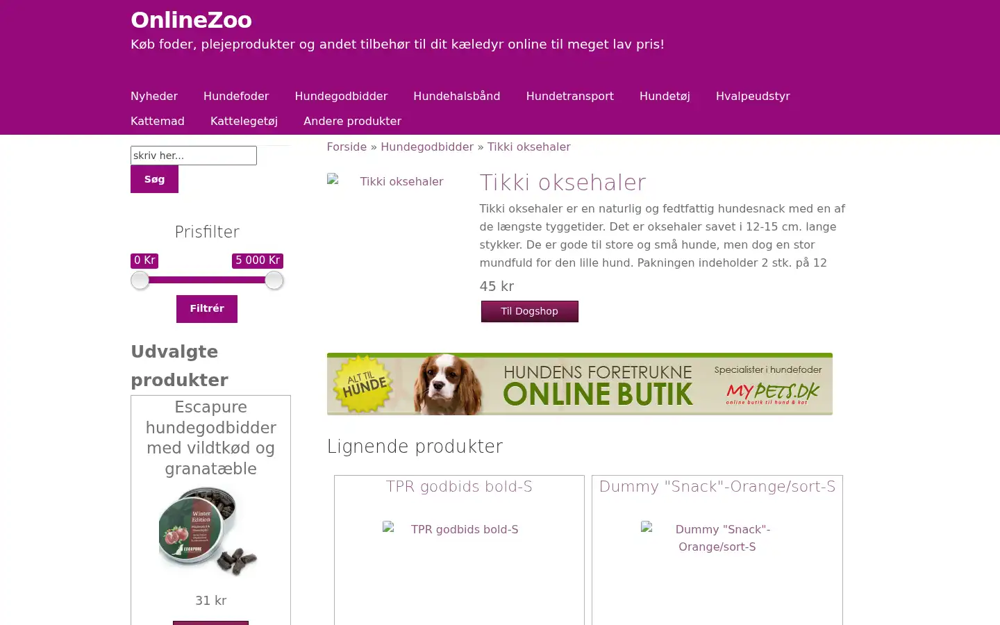 Screenshot of onlinezoo.dk