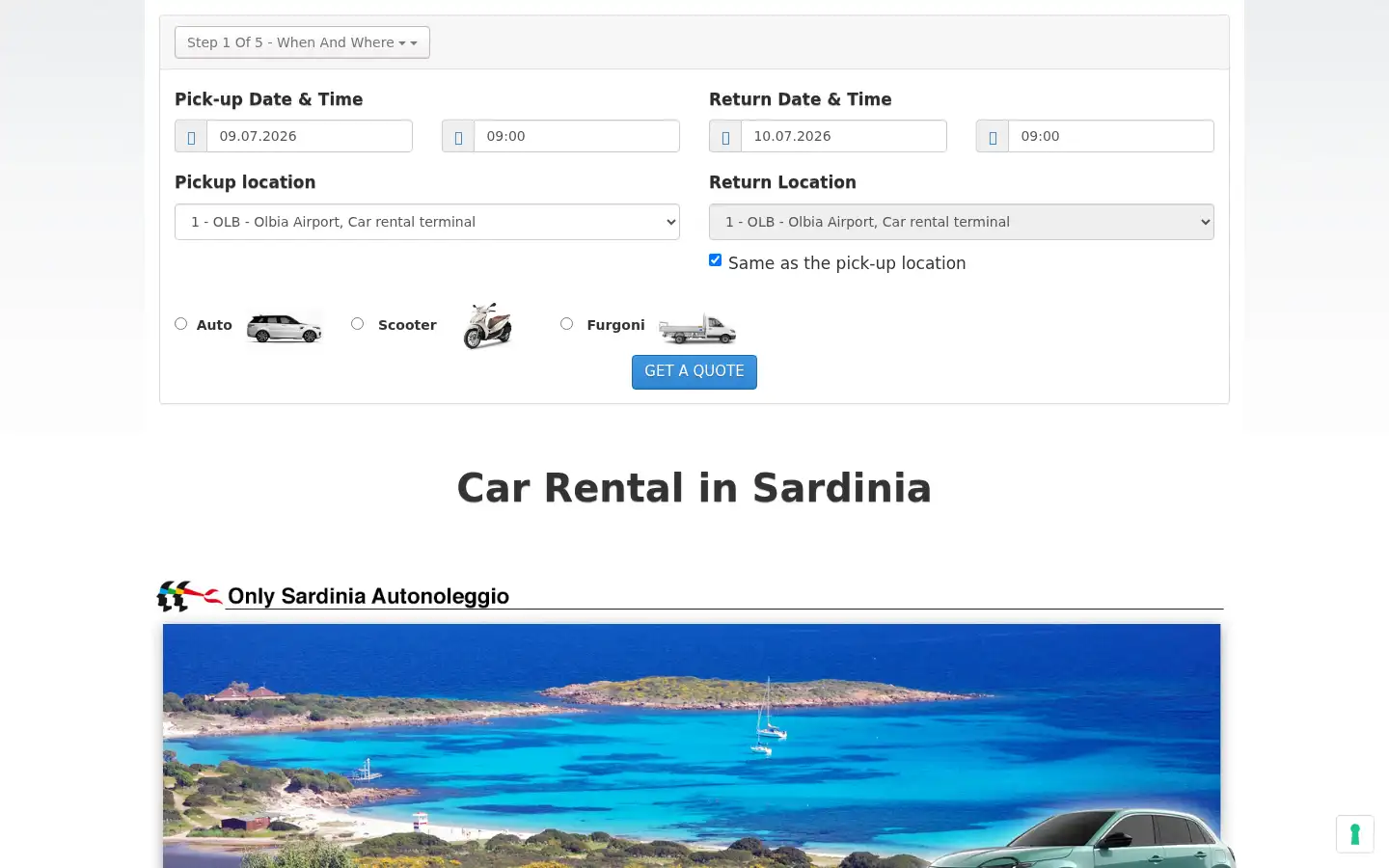 Screenshot of only-sardinia.com