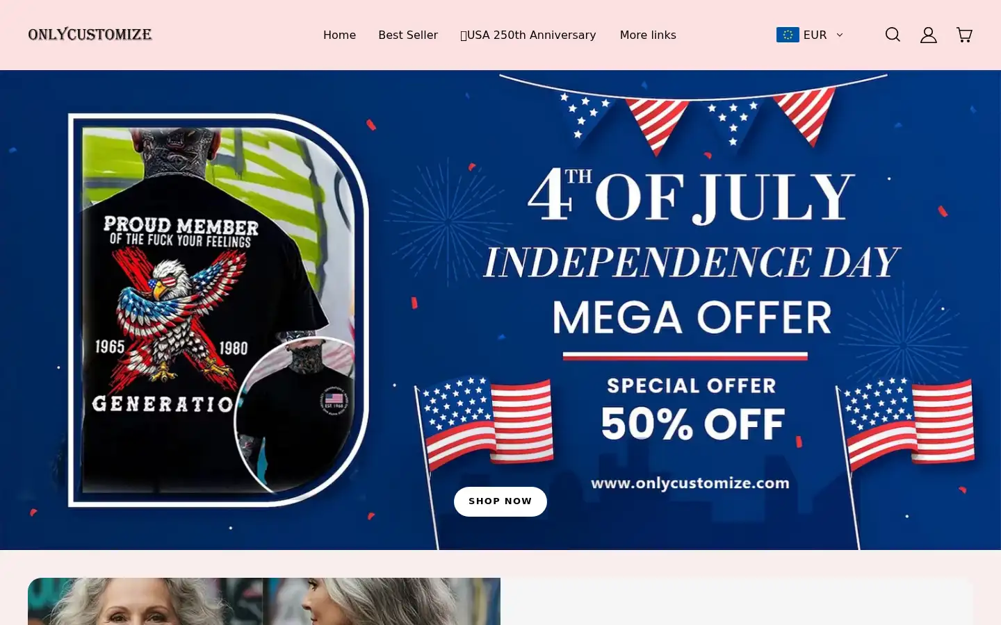 Screenshot of onlycustomize.com