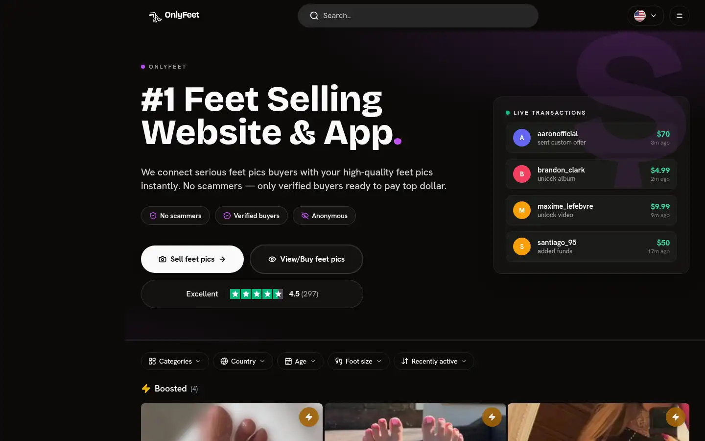 Screenshot of onlyfeet.us