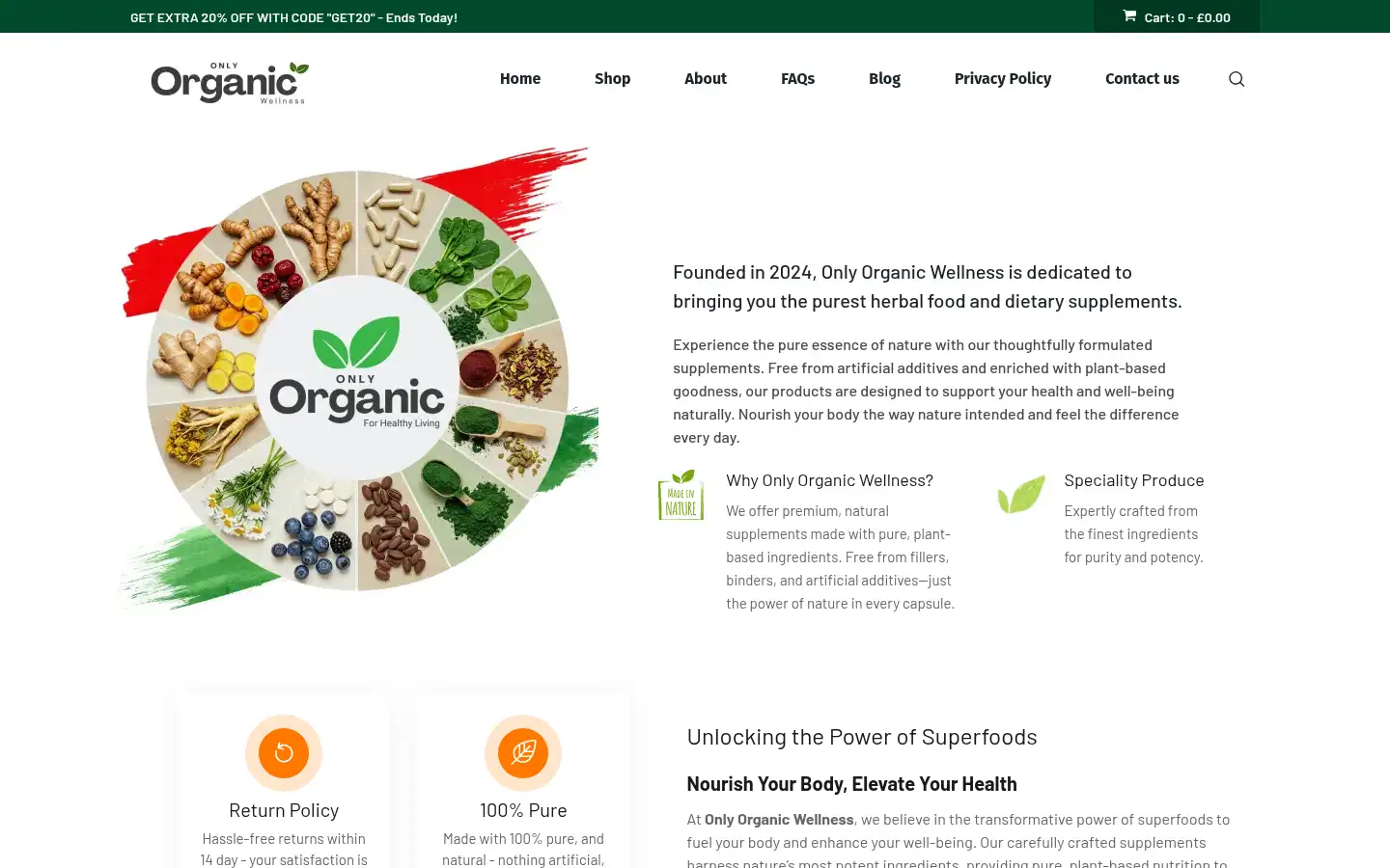 Screenshot of onlyorganic.uk