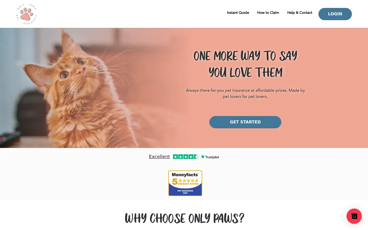Screenshot of onlypawspetinsurance.co.uk
