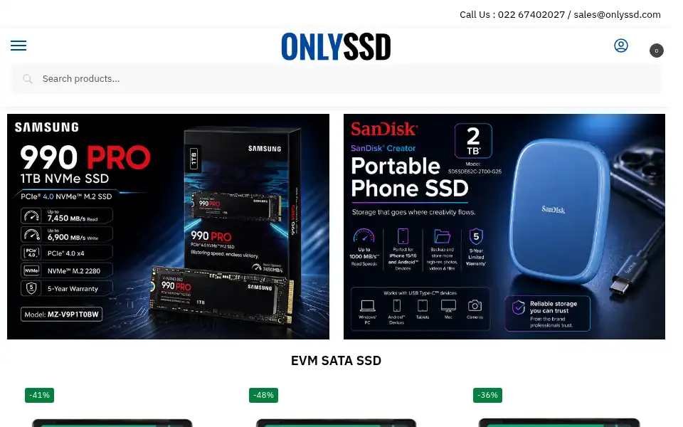 Screenshot of onlyssd.com