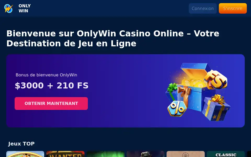 Screenshot of onlywinns.com