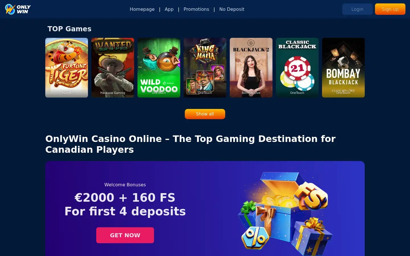Screenshot of onlywinss.com