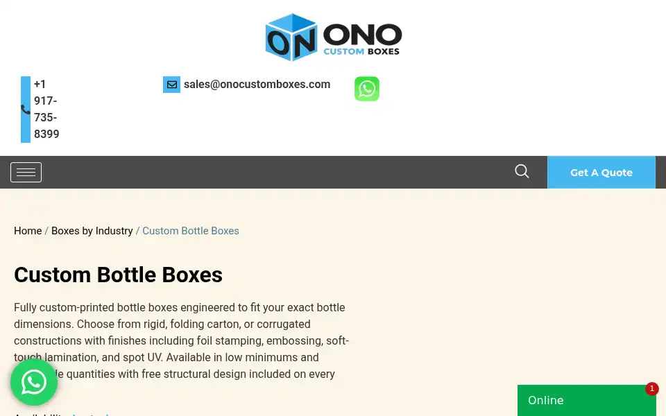 Screenshot of onocustomboxes.com
