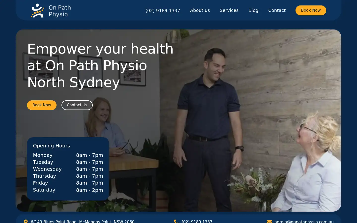 Screenshot of onpathphysio.com.au