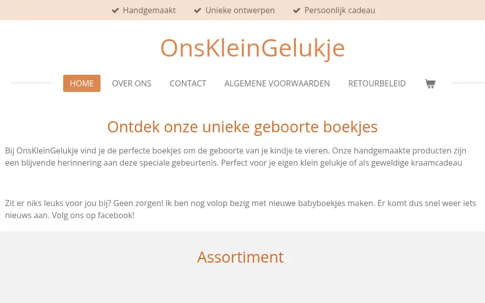 Screenshot of onskleingelukje.nl