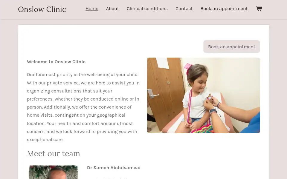 Screenshot of onslowclinic.co.uk