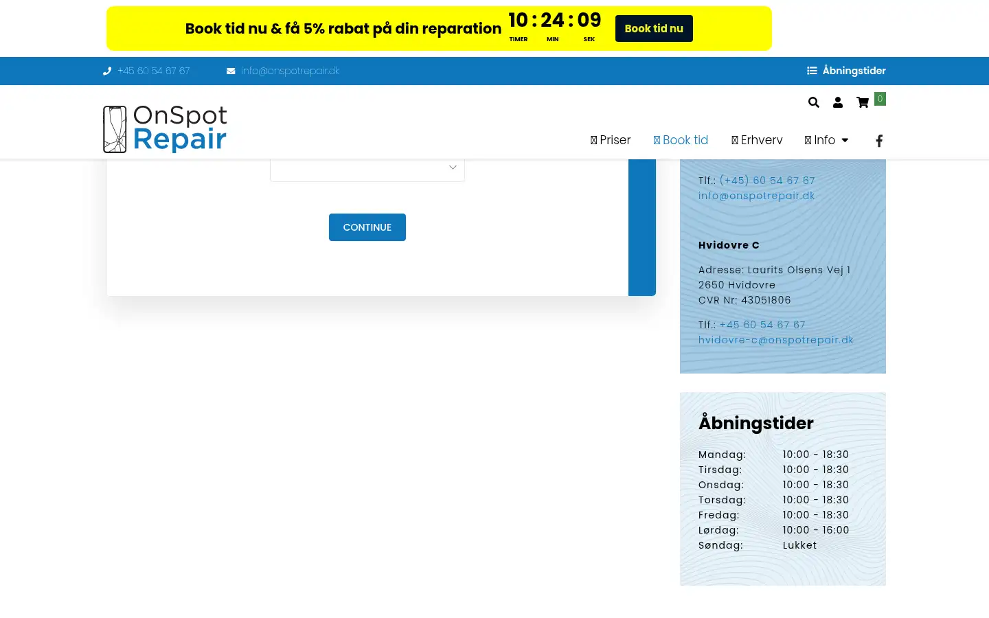 Screenshot of onspotrepair.dk