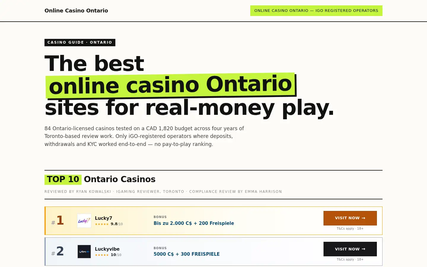 Screenshot of ontariocasinoplay.com