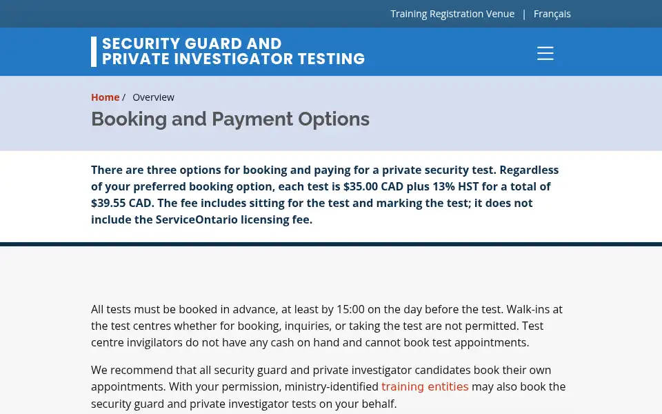 Screenshot of ontariosecuritytesting.com