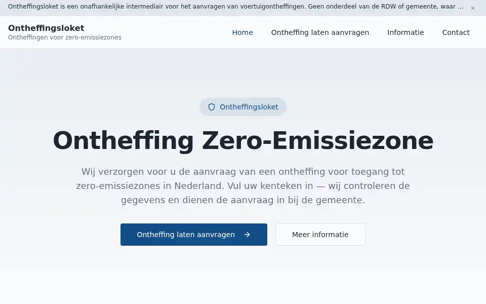 Screenshot of ontheffingsloket.nl