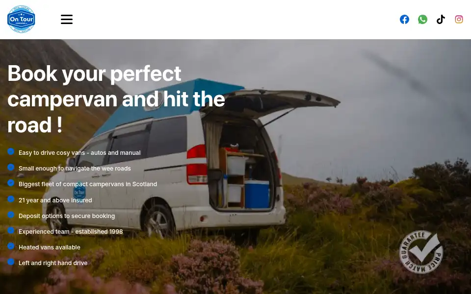 Screenshot of ontourcampervans.com