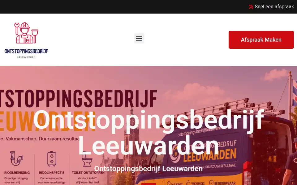 Screenshot of ontstoppingsbedrijfleeuwarden.net