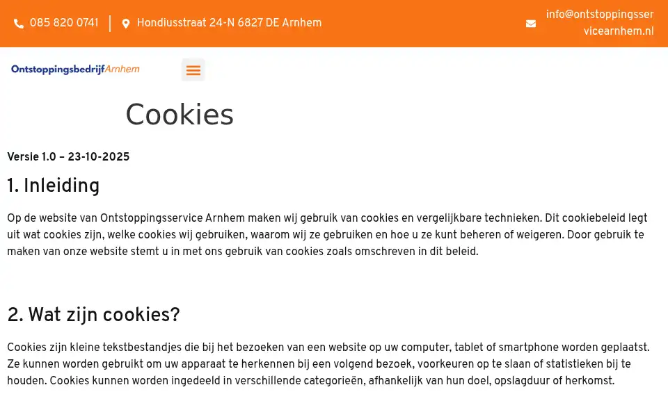 Screenshot of ontstoppingsservicearnhem.nl