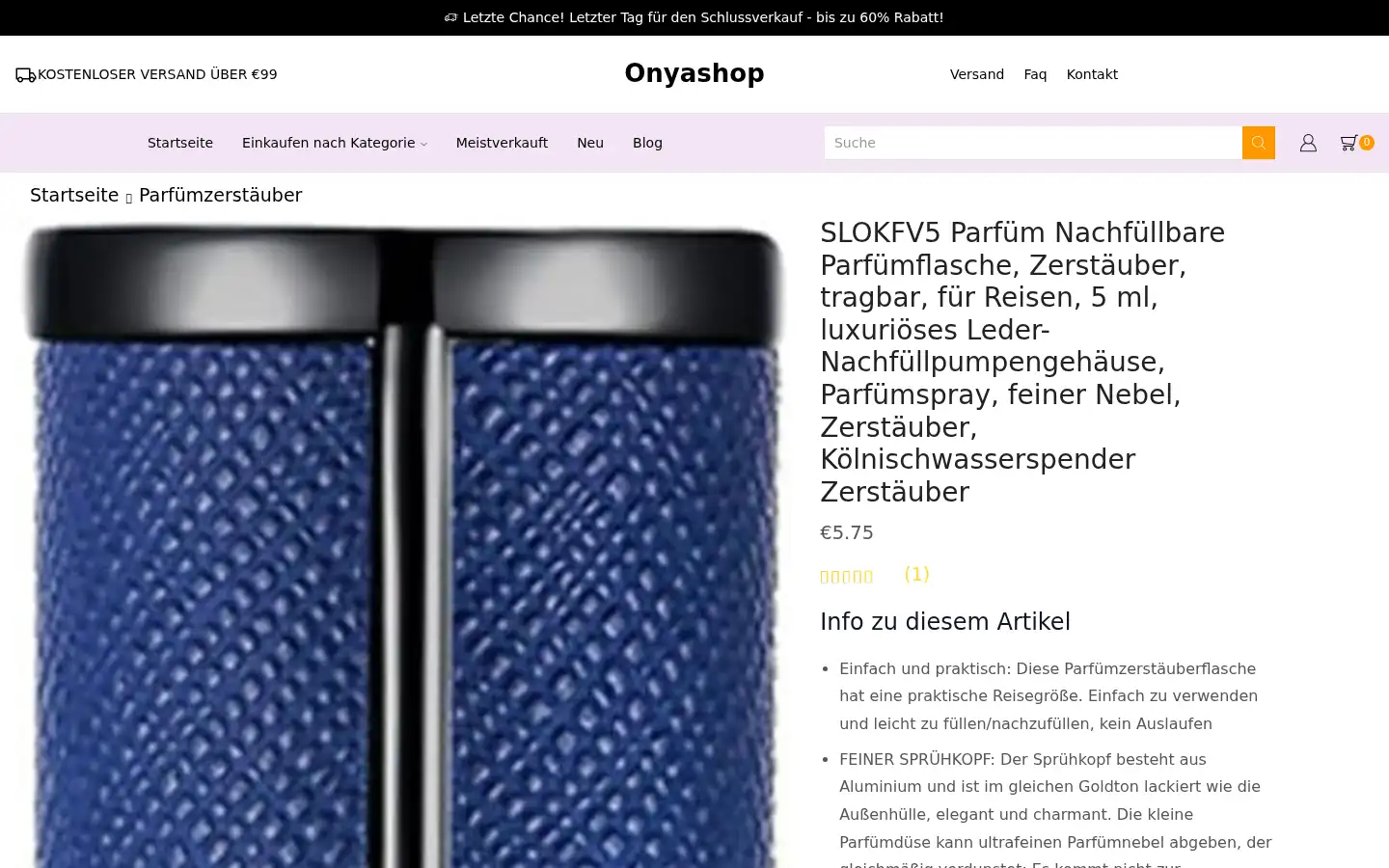 Screenshot of onyashop.de