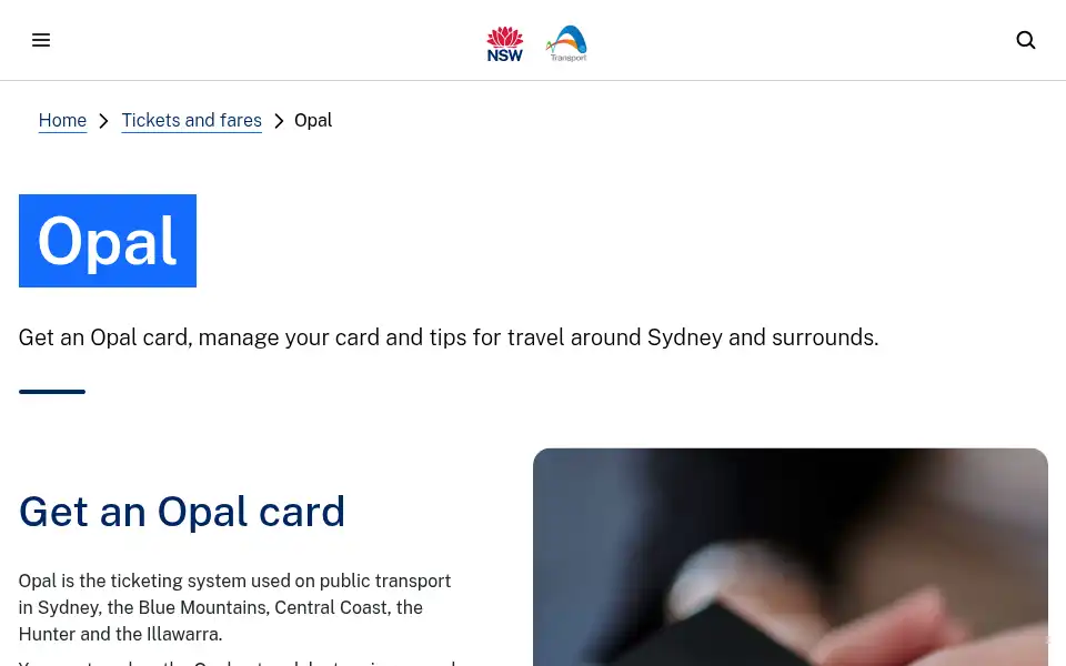 Screenshot of opal.com.au