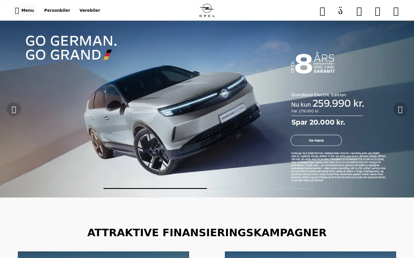 Screenshot of opel.dk