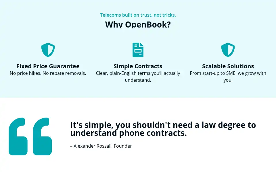 Screenshot of openbooktelecoms.co.uk