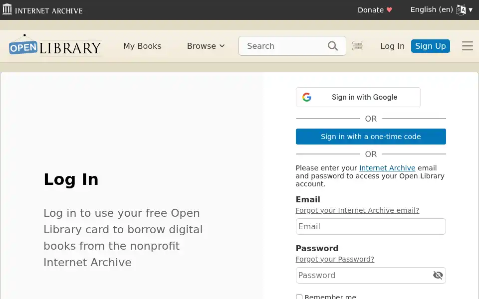 Screenshot of openlibrary.org