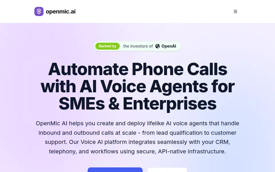 Screenshot of openmic.ai