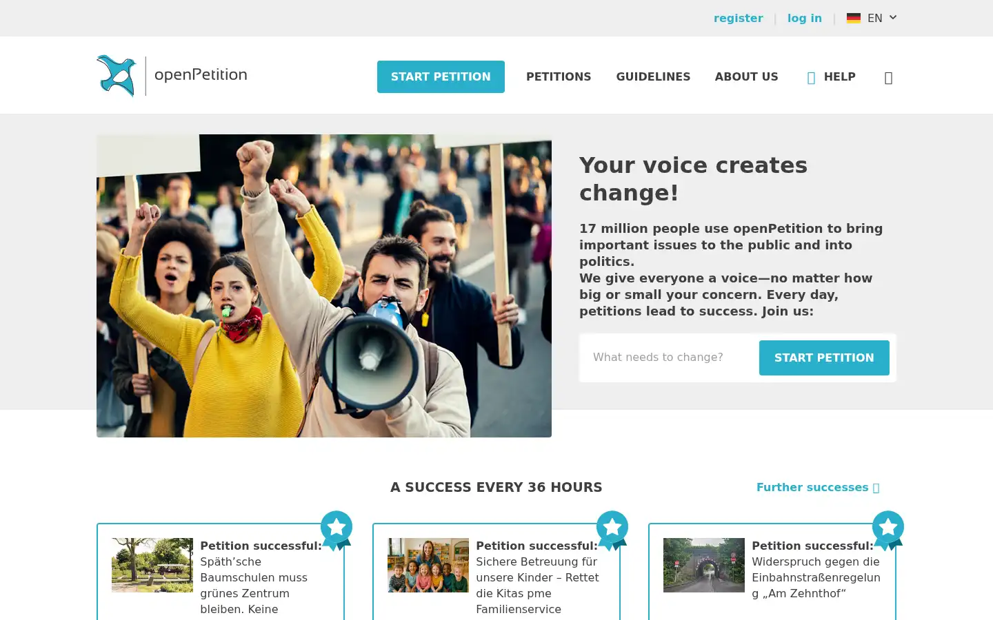 Screenshot of openpetition.de