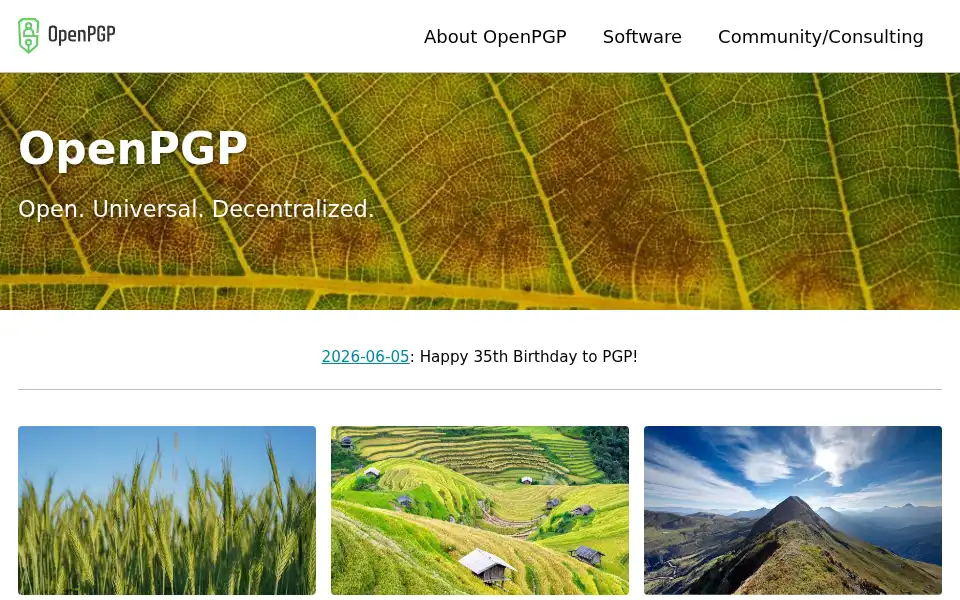 Screenshot of openpgp.org